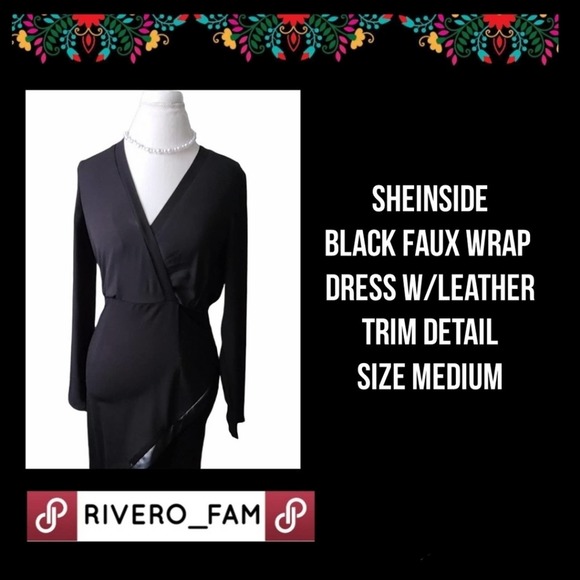 SHEINSIDE | DEEP V-NECK BLACK DRESS - Picture 1 of 10